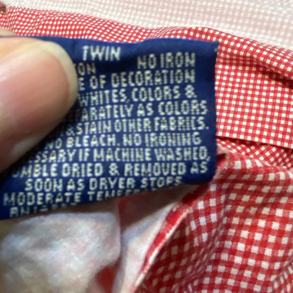 Vintage 90s Ralph Lauren Twin Red Gingham Wendy Check Plaid Flat Sheet Cotton